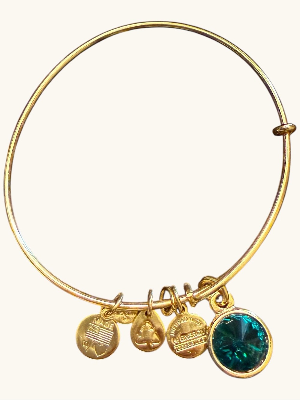 Alex and Ani Birthstones Bangle for Women May Birthstone Emerald Crystal Charm
